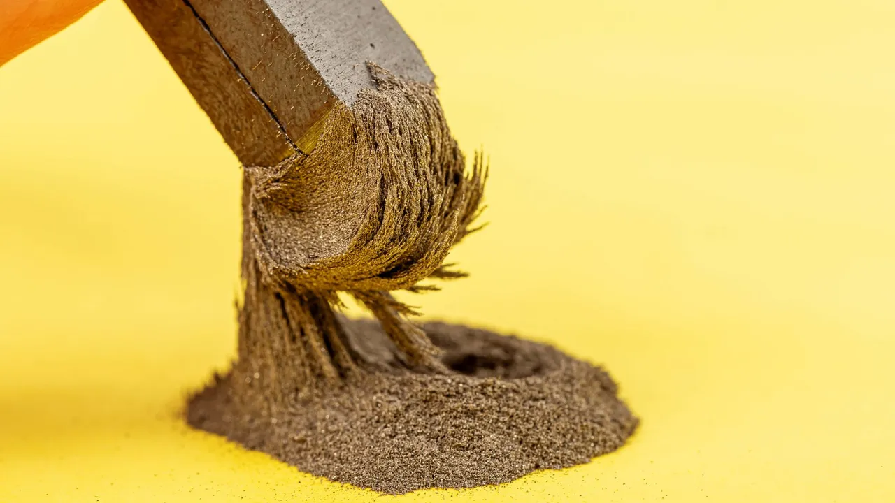 A wire brush lifting dark residue from a metal surface