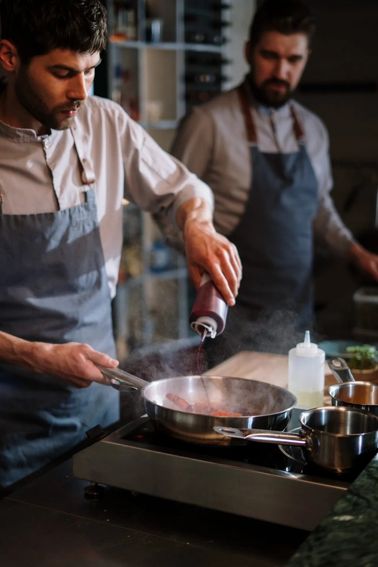 Stainless steel pan on a stovetop